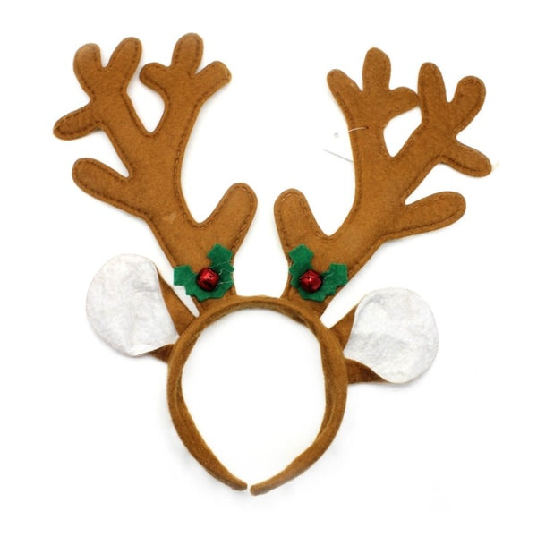 Reindeer Headband w/Bells, holly and red bells,