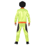 Retro 80's Shell Suit - Green made of satin, jacket zips up.