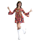 Retro Hippie Chick Dress - Dr Toms, short dress with trumpet sleeves and cut out at shoulders.