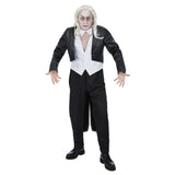 Rocky Horror Riff Raff Costume, tail coat that is quite short in the front, white waistcoat and bowtie.