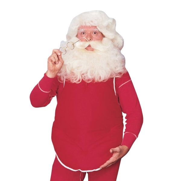 Santa Belly Stuffed - Adult, fabric, fillable pouch can st stuffed for volume, silps over neck and ties at the back.