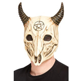 Satanic Ram Skull Overhead Mask, Latex, full over the head latex mask with horns. Halloween vibe.