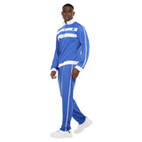 Scouser Tracksuit-Blue, blue tracksuit with white accents, zips up at the front. adult size.
