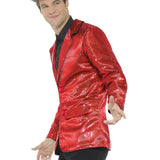 Sequin Mens Jacket - Red, pocket tabs and two buttons.