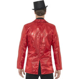 Sequin Mens Jacket - Red, split at the centre back for comfort.