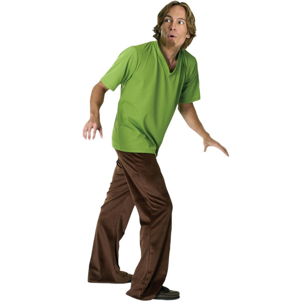 Shaggy Deluxe Costume - Adult, green t-shirt and brown flares with goatee.
