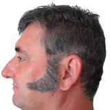 Sideburns 70's curved human hair, realistic, double sided tape included, better to use spirit gum.