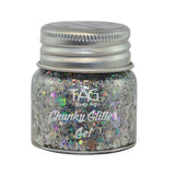 Tag chunky glitter gel 20g in silver.