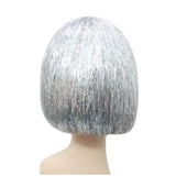 Silver Disco Bob, tinsel, quality, space and disco parties.