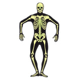 Skeleton 2nd Skin Glow in Dark - Adult, adult skin suit with hood, with GID skeleton print, 