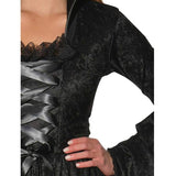 Soul Crushed Velvet Top-Adult, trumpet sleeve, lacing at bodice, high collar and lace neckline.