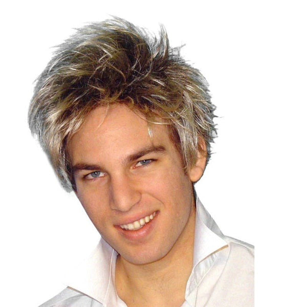 Wig-Spunky Guy 80s Short Blonde Shag