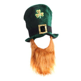 St Patricks Hat with Beard, foam top hat with gold shamrock and attached ginger beard.