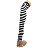 Striped Over Knee Stockings - Black & White