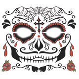 Sugar Man Full Face Temporary Tattoo, mexican day of the dead vibe.