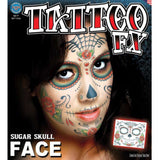 Tinsley FX Full Face Temp Tattoo - Sugar Skull Ladies, Day of the Dead look.