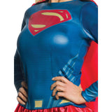 Supergirl Costume-Ladies, digitally printed dress with "S" logo on chest, detachable satin cape and knee hish stockings.