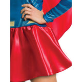 Supergirl Costume-Ladies, dress with "S" logo on chest,metallic red skirt with  detachable satin cape and knee hish stockings.