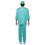 Surgeon scrubs adult costume, top, pants, mask and hat.