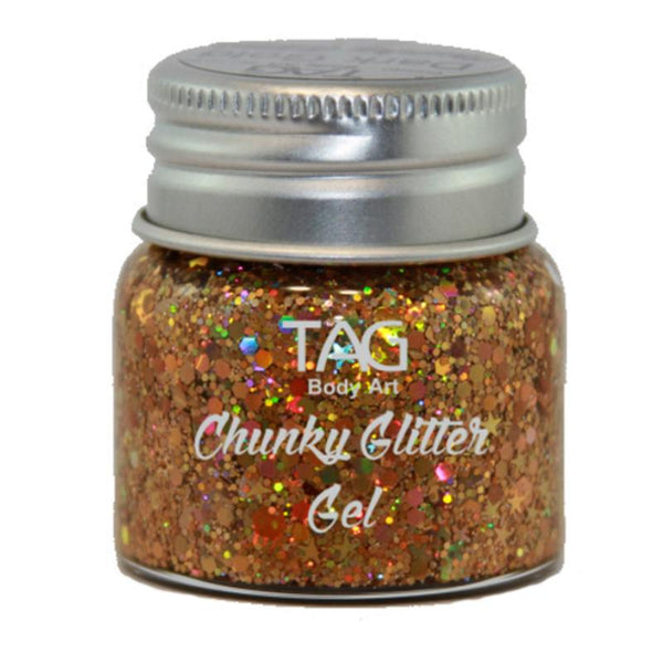 Tag Chunky Glitter Gel, dark gold.
