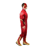 The Flash Deluxe Costume-Adult, jumpsuit with padded chest and arms attached boot tops and half mask.