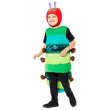 The Hungry Caterpillar Costume, tabard with a long back, brown legs at the side, seperate hood with eyes and tenticals.