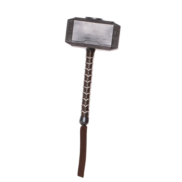 thor hammer made of moulded plastic with  wrist strap.