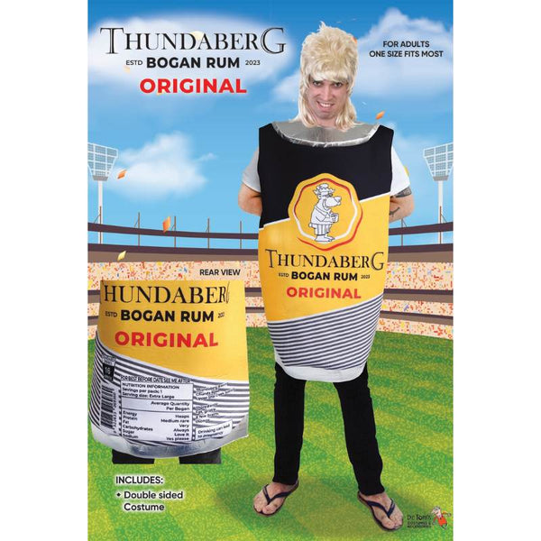 Thundaberg Bogan Rum Costume, foam tabard in the shape of a can, one size, double sided costume.