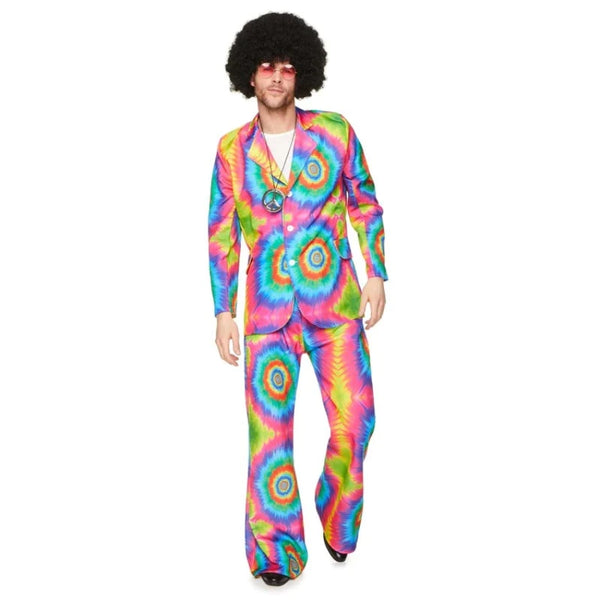 Tie Dye Suit, colourful suit includes jacket and pants with flare.