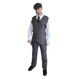 Tommy English Gangster Mens Costume, grey vest with attached shirt/tie front and pants.