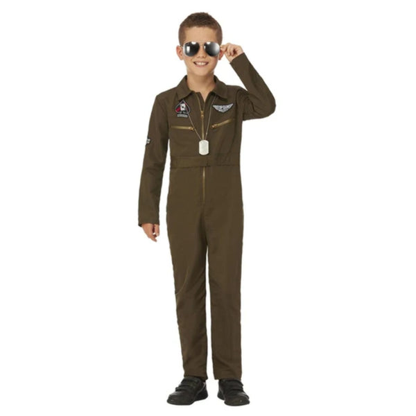 Top Gun Maverick Child's Aviator Costume, Green, jumpsuit