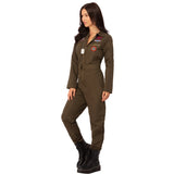 Top Gun Ladies Costume in Khaki overalls with belt.