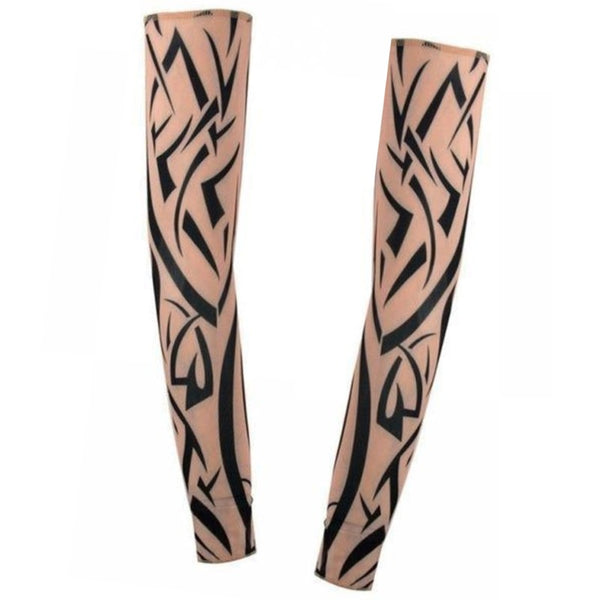 Tribal Tattoo Sleeve - Single Sleeve, flesh fabric with black  design.