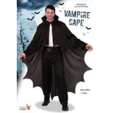 Vampire/Bat Cape-Adult, black long cape with scalloped edge and high collar