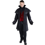 Victorian Vampire Adult Costume, jacket with attached vest, capelet and black jabot.