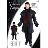 Victorian Vampire Adult Costume, jacket with attached vest, capelet and black jabot.