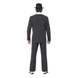 Vintage Gangster Boss Adult Costume, black and white stiped suit.