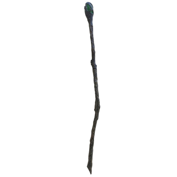 Weathered Warlock Staff 152cm, reselembers a tree branch with a green accent at the top.