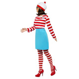 Where is Wally Wenda Costume, blue skirt, red and white top and hosiery, glasses and hat.