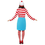 Where is Wally Wenda Costume, blue skirt, red and white top and hosiery, glasses and hat.