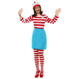 Where is Wally Wenda Costume, blue skirt, red and white top and hosiery, glasses and hat.