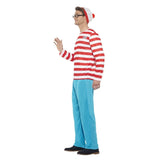 wheres wally costume male, shirt with logo at chest.