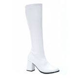 White Go Go Boots - Hire, comfortable in ladies sizes from 6 to 10.