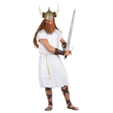 white roman tunic, male knee length robe with cord.