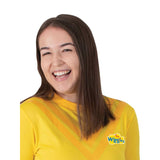 Wiggles adult costume top in yellow, unisex with logo.