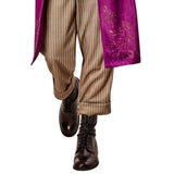 Willy Wonka Premium Costume - Adult, brown 3/4 stripe pants with turned up cuff.