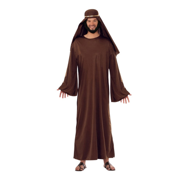 Wiseman Brown Costume - Adult, brown ankle length robe with matching headdress.
