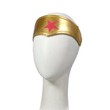 Wonder Girl Head Band, gold head band with red star.