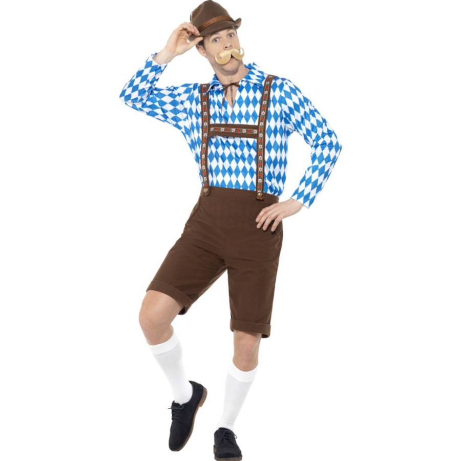 Bavarian Beer Man Costume with Blue Check Shirt – Cracker Jack Costumes ...