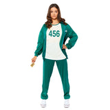 Squid game contestant costume, green tracksuit with cream shirt.